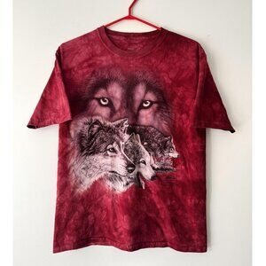 2000s The Mountain red wolf pack wolves nature faded graphic cotton tee shirt